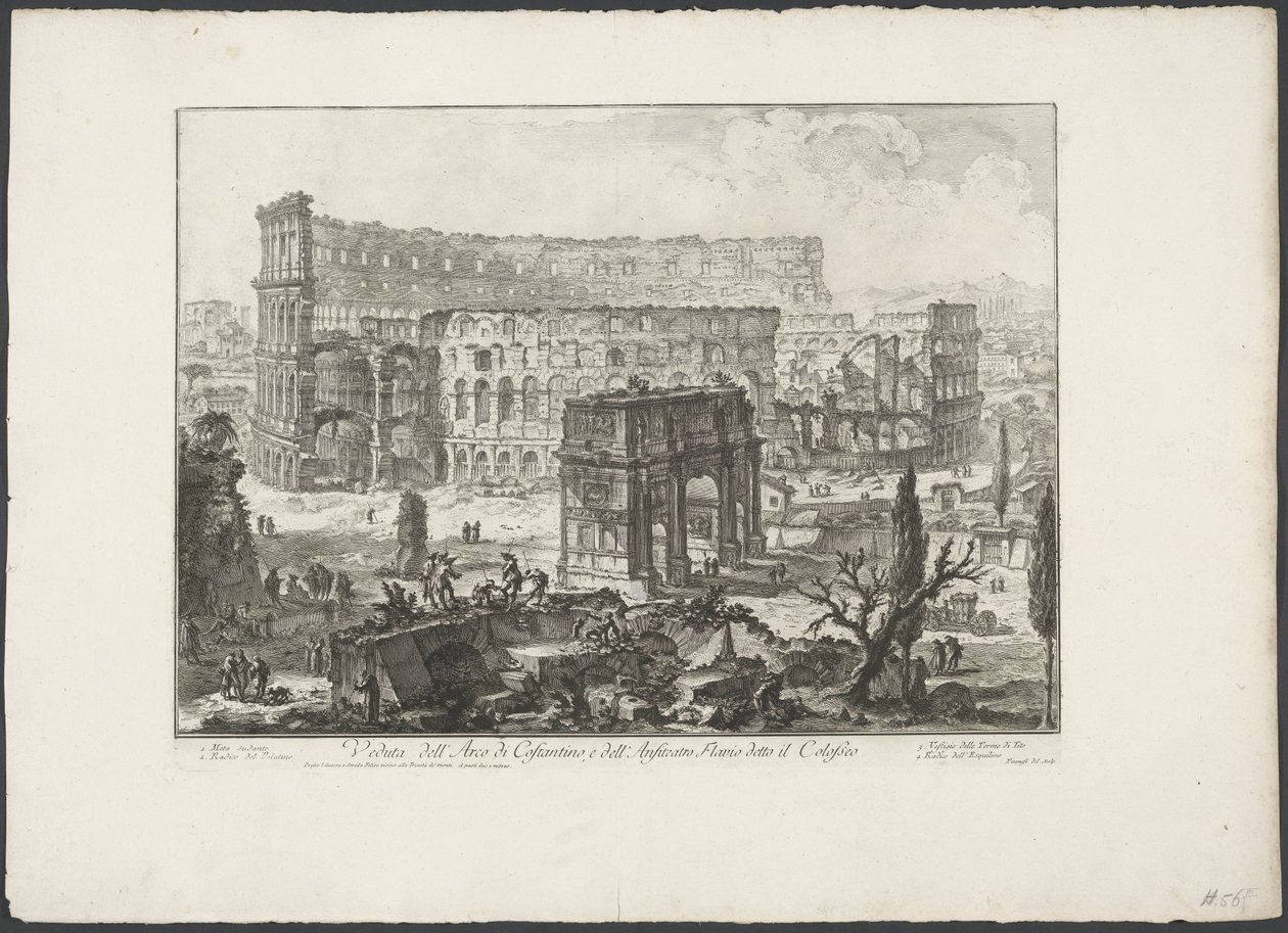 Bogen des Konstantin und das Kolosseum in Rom von Giovanni Battista Piranesi