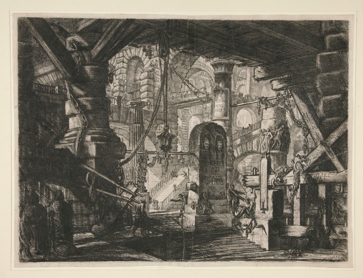 Carceri, XVI: Der Pier mit Ketten von Giovanni Battista Piranesi