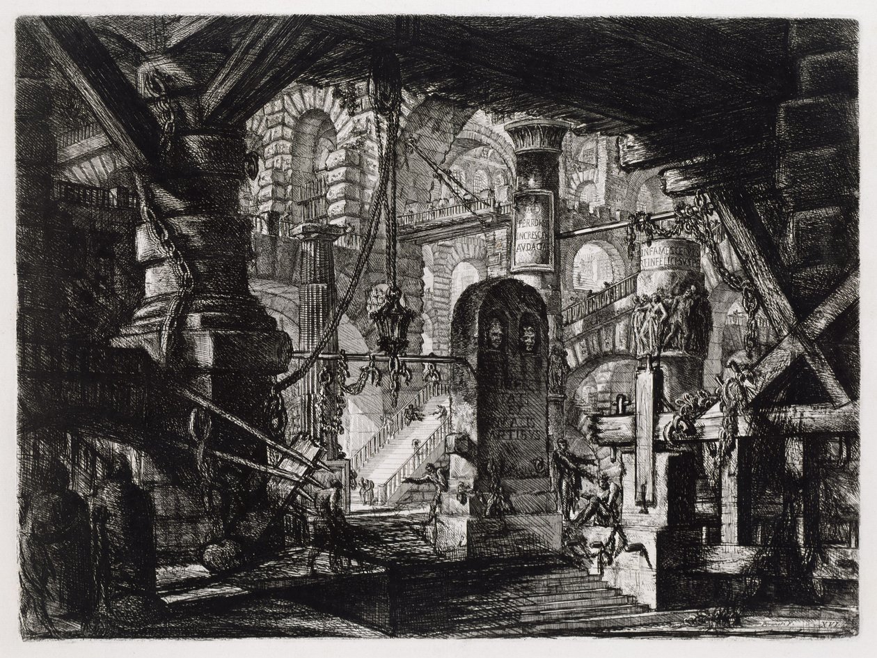 Der Pfeiler mit der Kette (Blatt 16 in: Carceri d
