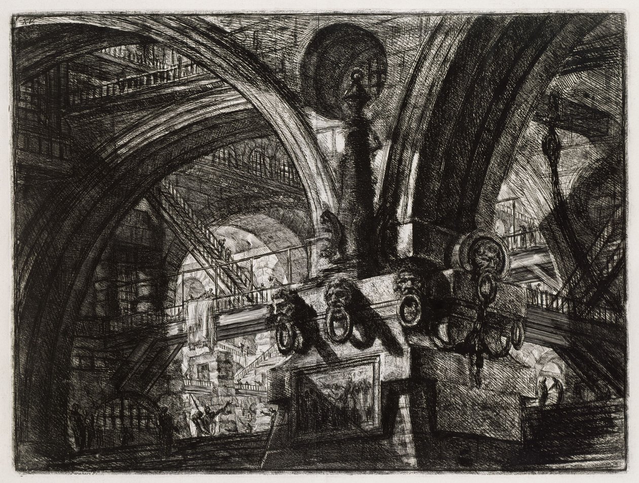 Der Pfeiler mit der Lampe (Blatt 15 in: Carceri d