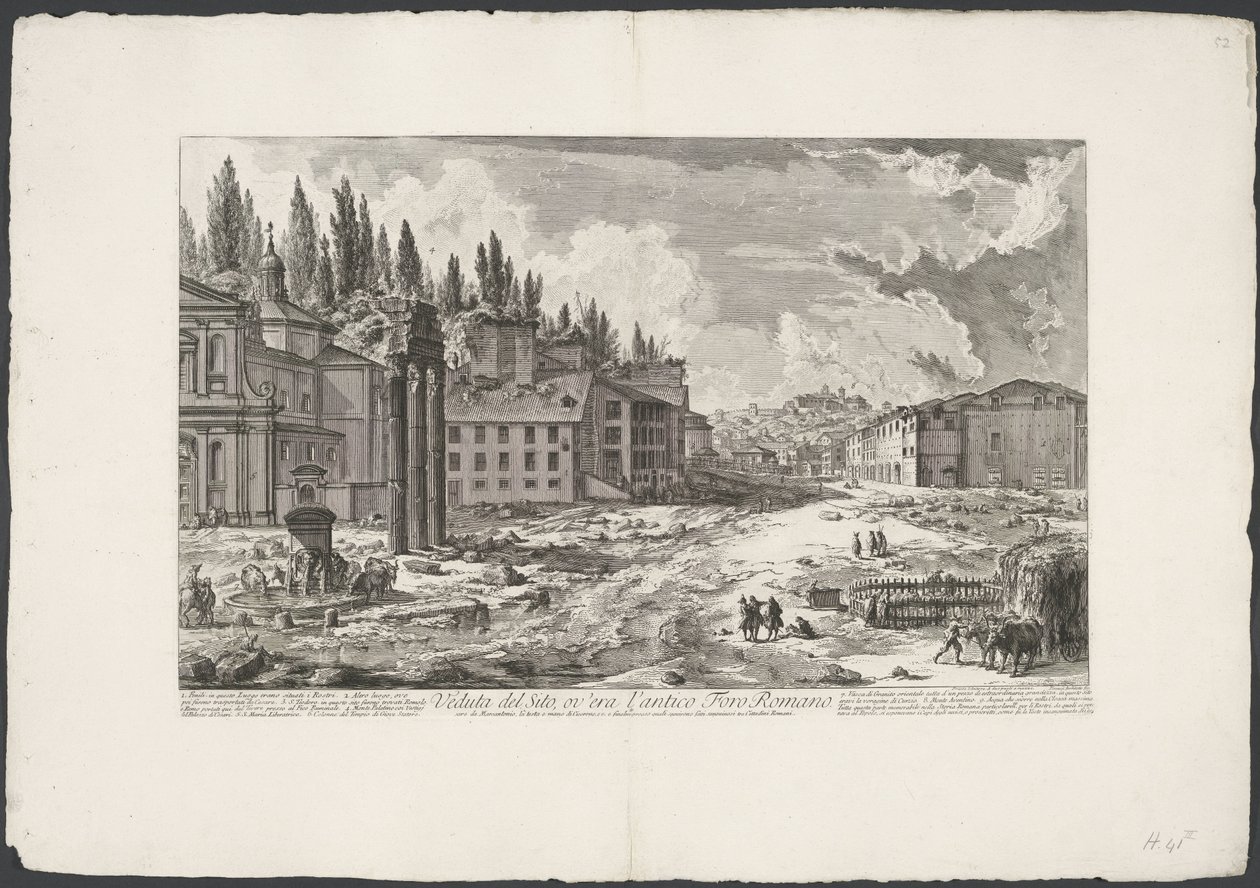 Forum Romanum mit dem Tempel des Jupiter Stator in Rom von Giovanni Battista Piranesi