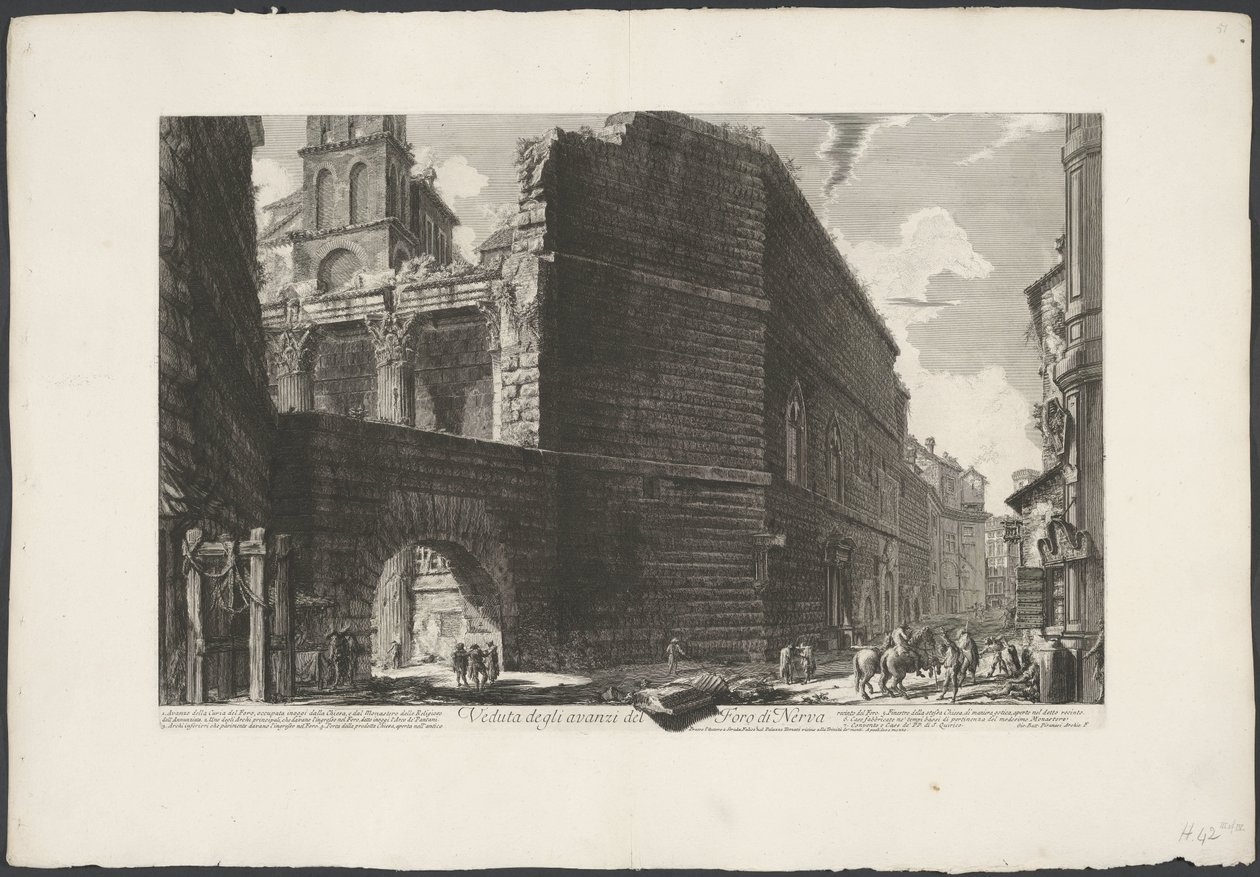 Forum des Augustus in Rom (Veduta degli avanzi del Foro di Nerva) (Gezichten op Rome) (Vedute di Roma disegnate ed incise da Giambattista Piranesi architetto Veneziano) von Giovanni Battista Piranesi