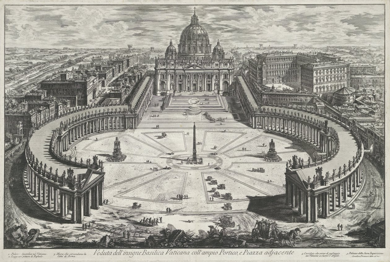 Blick auf den Petersplatz mit dem Petersdom in der Vatikanstadt von Giovanni Battista Piranesi