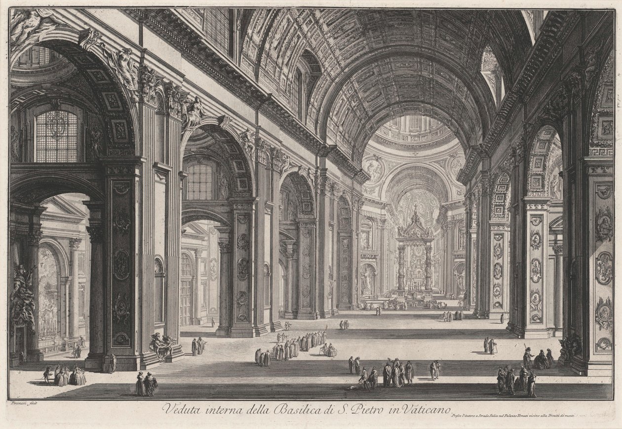 Innenansicht der Basilica San Pietro in Vaticano (aus: Vedute di Roma) von Giovanni Battista Piranesi