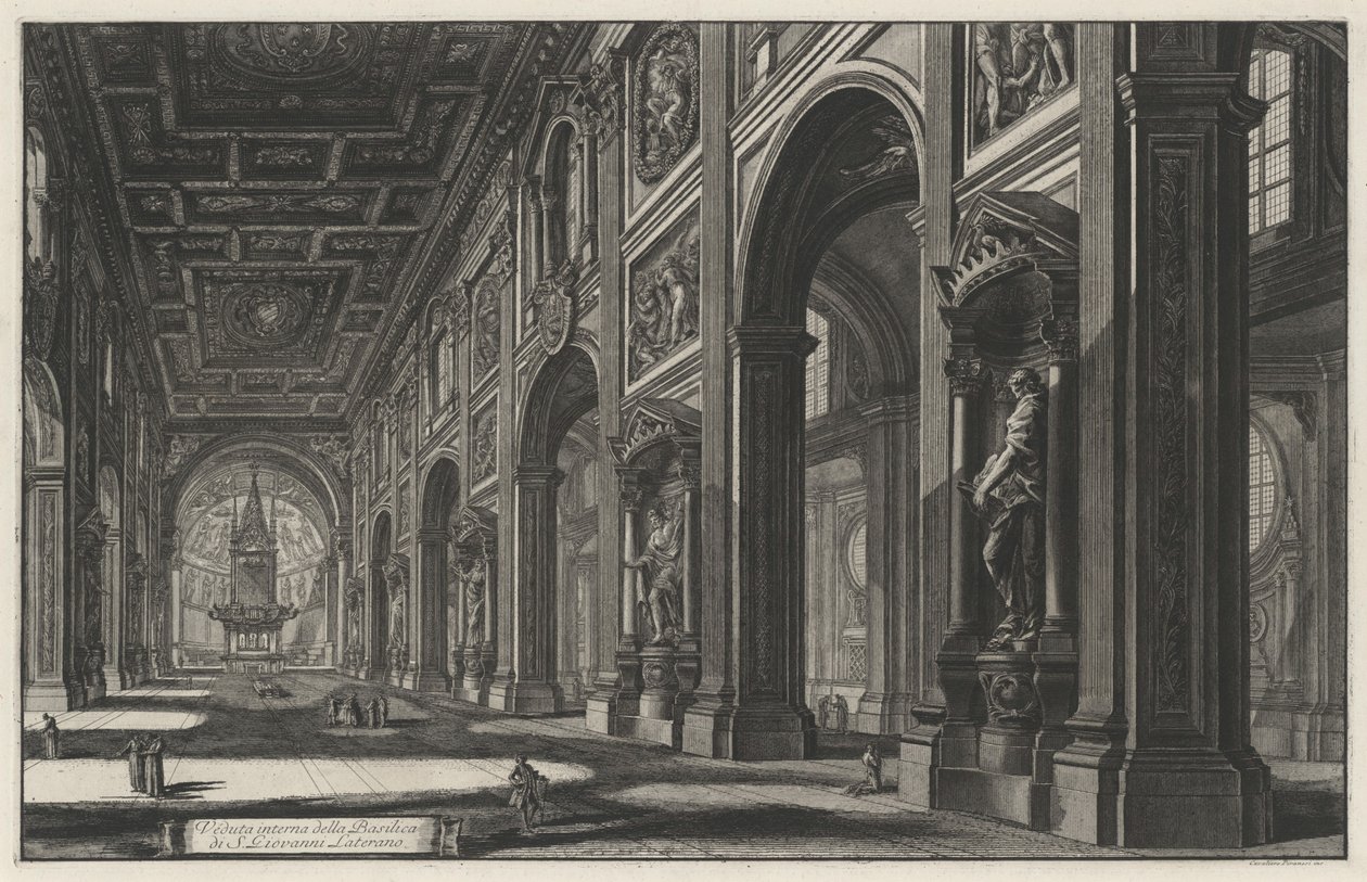 Innenansicht der Basilika San Giovanni in Laterano (aus: Vedute di Roma) von Giovanni Battista Piranesi