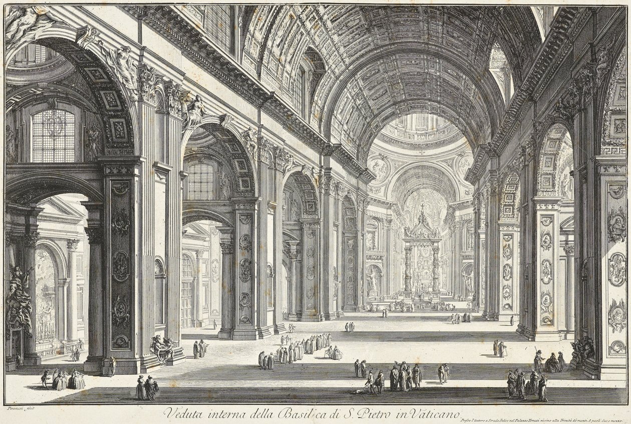 Innenansicht der Petersbasilika im Vatikan von Giovanni Battista Piranesi