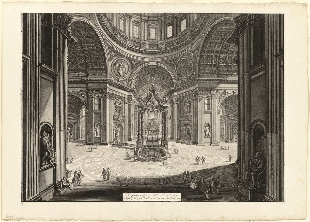Innenansicht der Basilika St. Peter im Vatikan, nahe der Tribüne, aus Ansichten von Rom von Giovanni Battista Piranesi