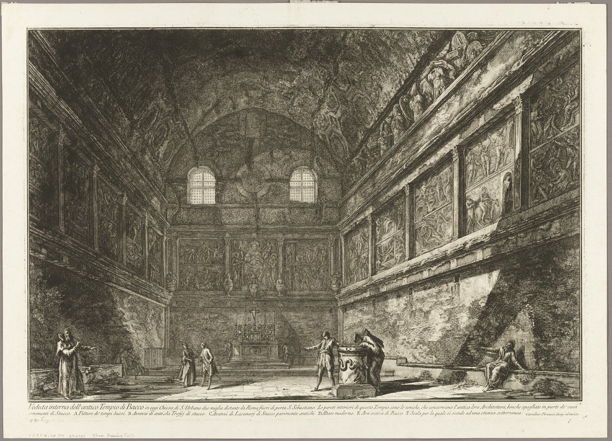 Innenansicht des antiken Tempels des Bacchus, jetzt die Kirche von S. Urbano, zwei Meilen von Rom entfernt, aus Ansichten von Rom von Giovanni Battista Piranesi