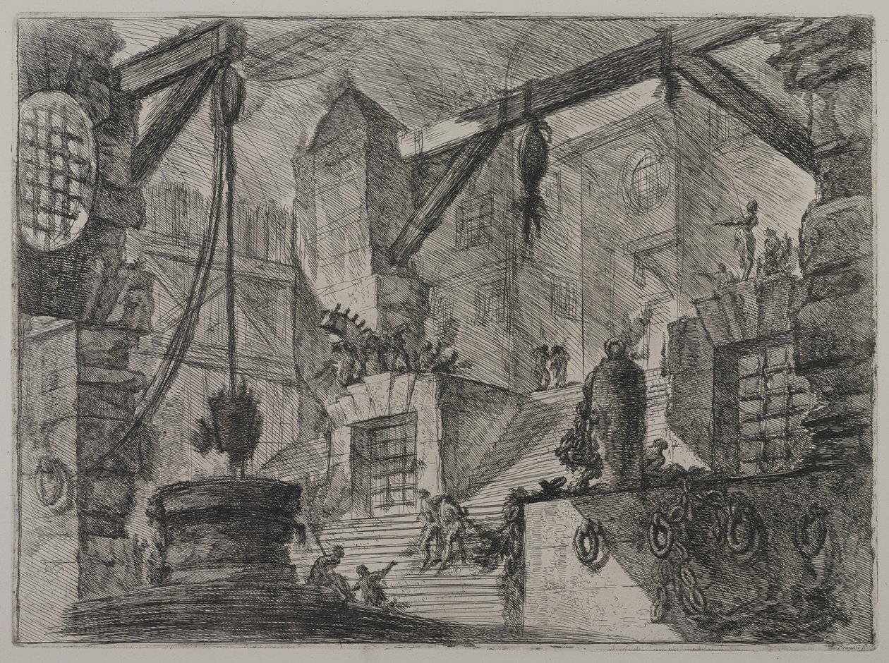 Invenzioni Capric di Carceri; Hind 13, Erster Zustand von drei, ca. 1749 von Giovanni Battista Piranesi
