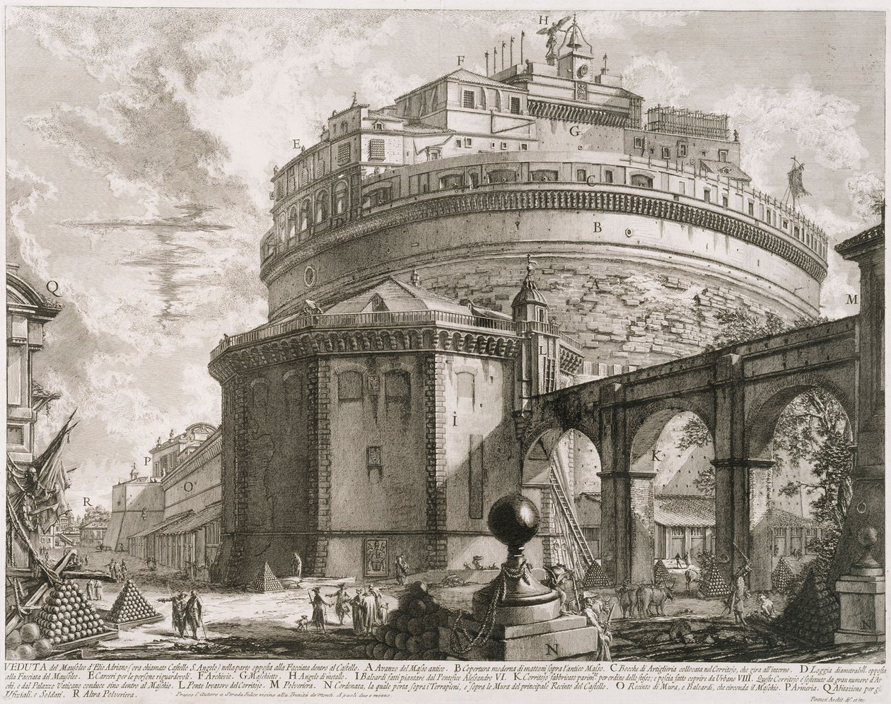 Mausoleum des Hadrian (Castel S. Angelo), aus der Serie Vedute di Roma von Giovanni Battista Piranesi