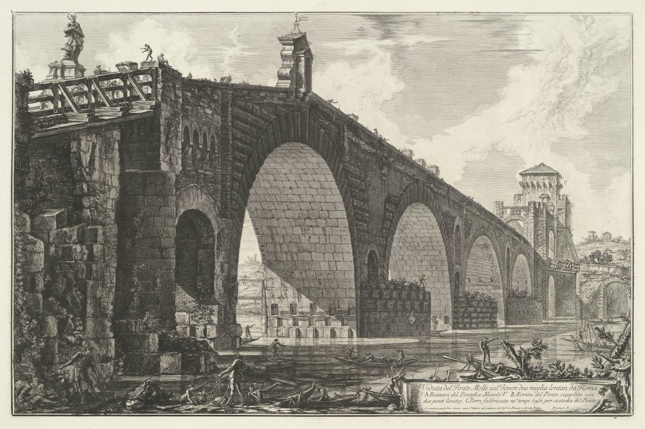 Milvische Brücke in Rom von Giovanni Battista Piranesi