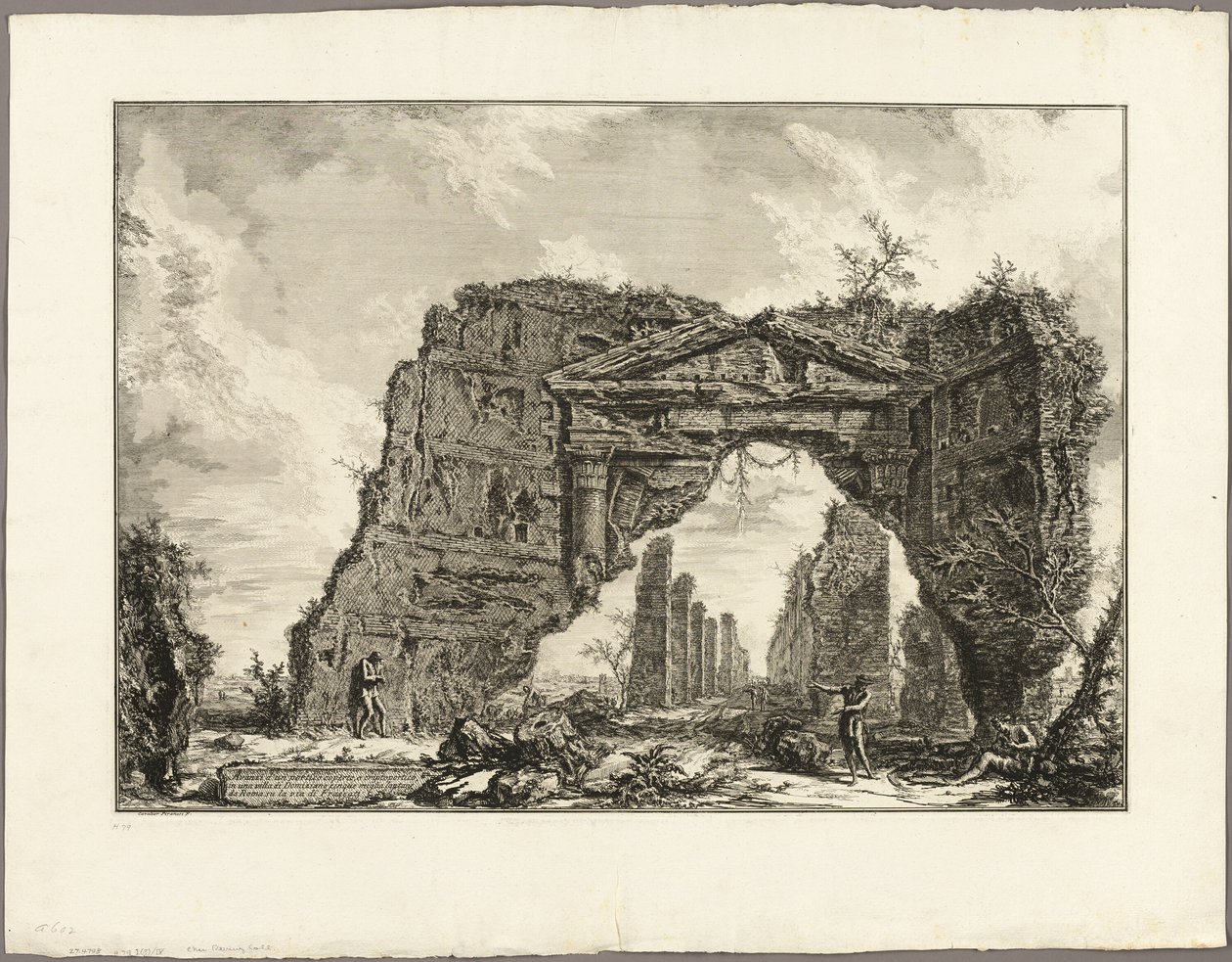 Überreste eines überdachten Portikus oder einer Krypta in einer Villa von Domitian, fünf Meilen außerhalb von Rom an der Frascati-Straße, aus Ansichten von Rom von Giovanni Battista Piranesi