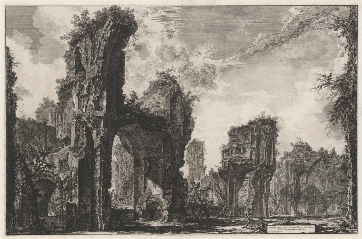 Ruinen des Xystus, das heißt des großen Saals der Antoninischen Thermen von Giovanni Battista Piranesi