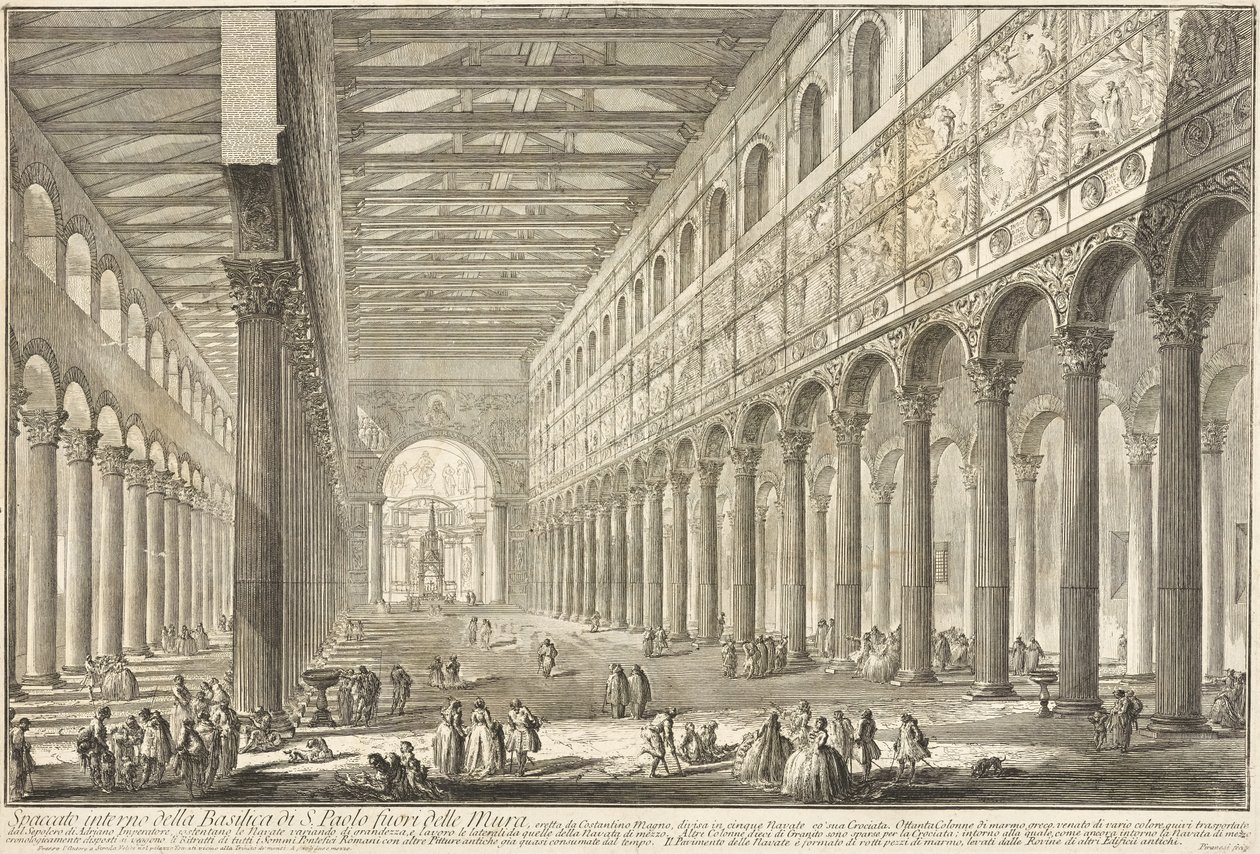 Schnitt durch das Innere der Basilika Sankt Paul vor den Mauern von Giovanni Battista Piranesi