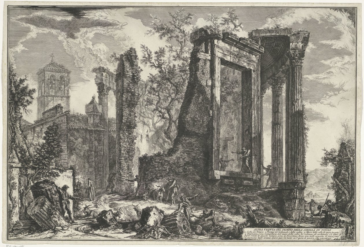 Tempel der Vesta und der Tempel der Tiburtinischen Sibylle in Tivoli von Giovanni Battista Piranesi