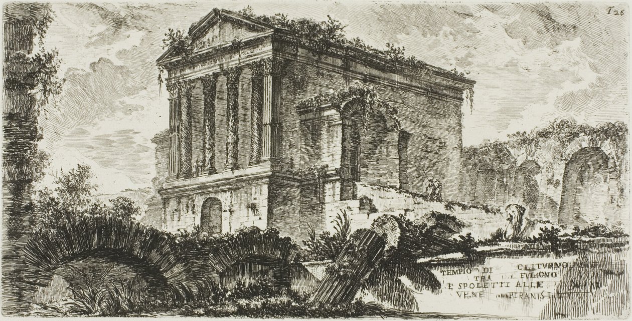 Tempel des Clitumnus zwischen Foligno und Spoleto, Platte 26 aus Einige Ansichten von Triumphbögen und anderen Denkmälern von Giovanni Battista Piranesi