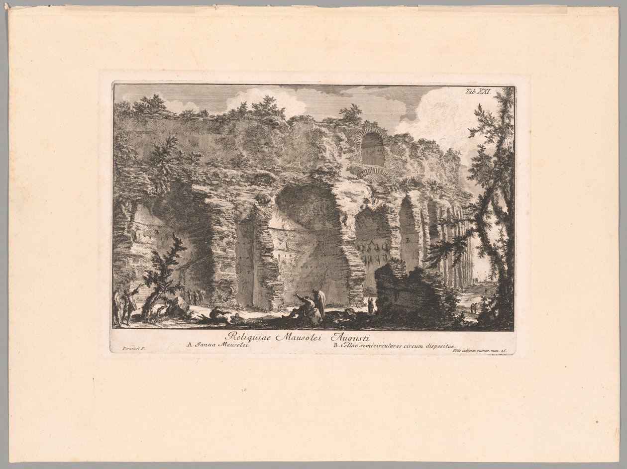 Die Überreste des Mausoleums des Augustus, Tafel XXI aus Das Marsfeld des antiken Rom von Giovanni Battista Piranesi