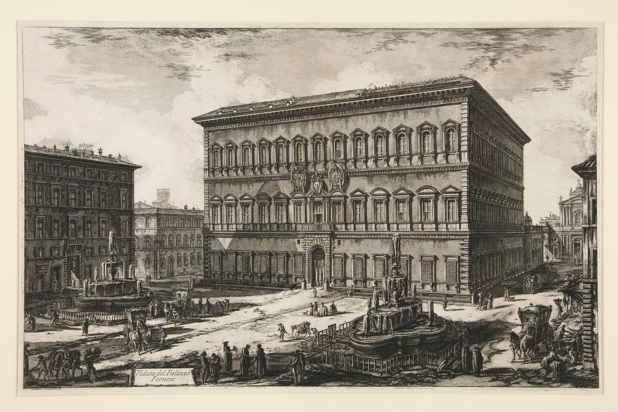 Ansicht des Palazzo Farnese, aus Vedute di Roma von Giovanni Battista Piranesi