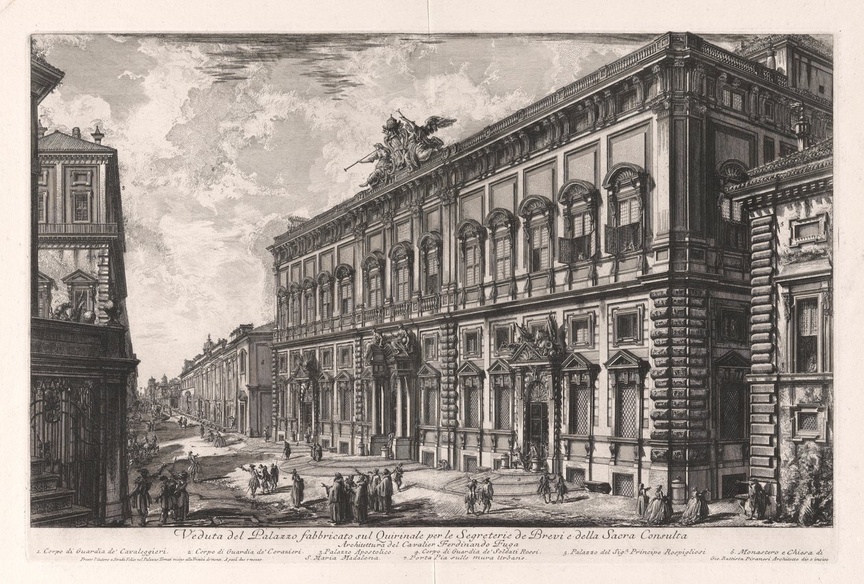 Veduta del Palazzo fabbricato sul Quirinale per le Segreterie de Brevi et della Sacra Consulta, aus Vedute di Roma von Giovanni Battista Piranesi