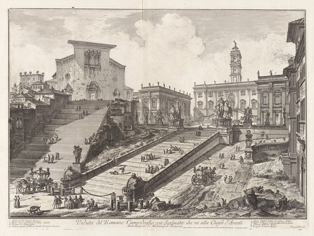 Veduta del Romano Campidoglio con Scalinata che va von Giovanni-Battista Piranesi
