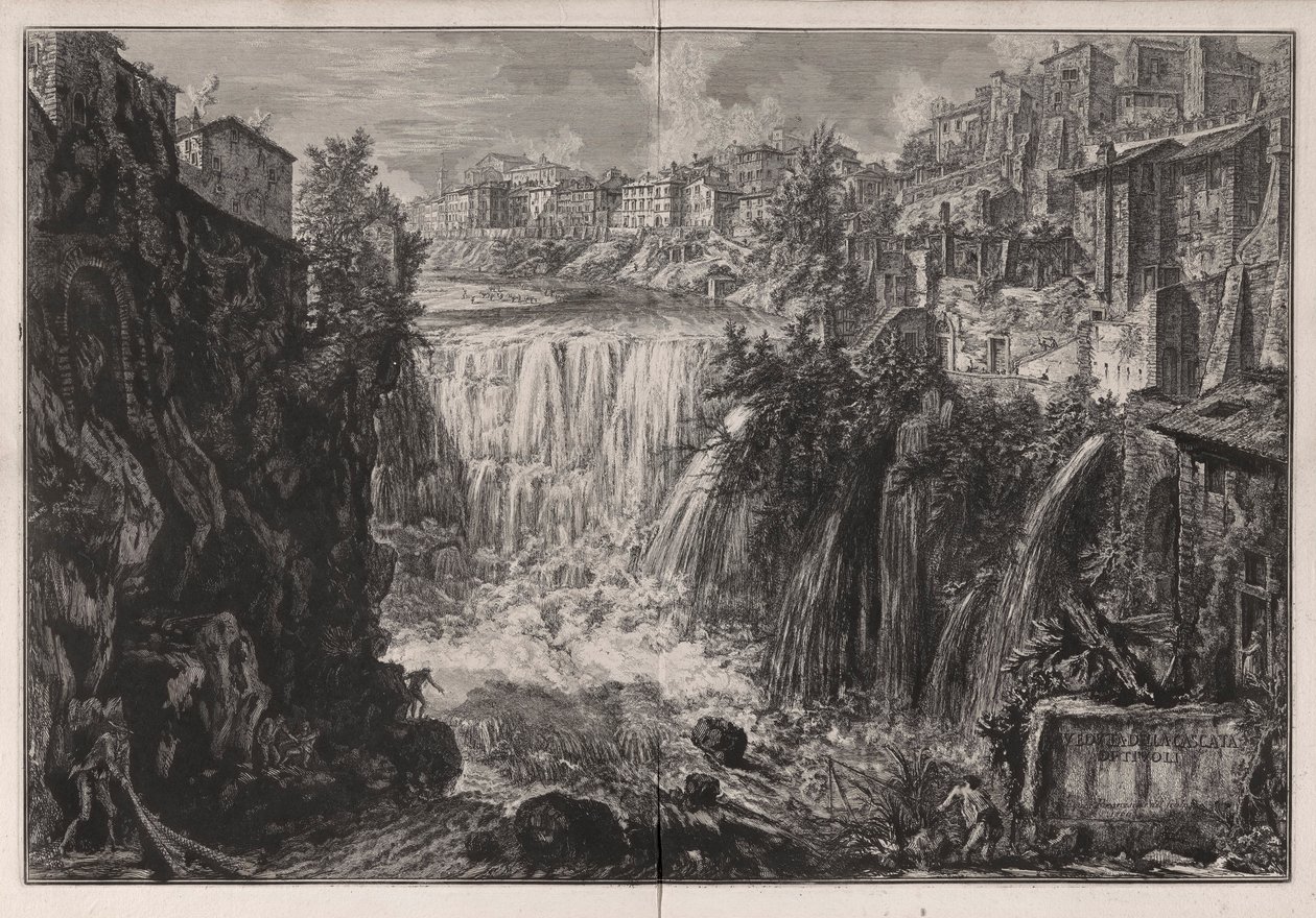 Ansicht des Wasserfalls von Tivoli, aus Vedute di Roma von Giovanni Battista Piranesi