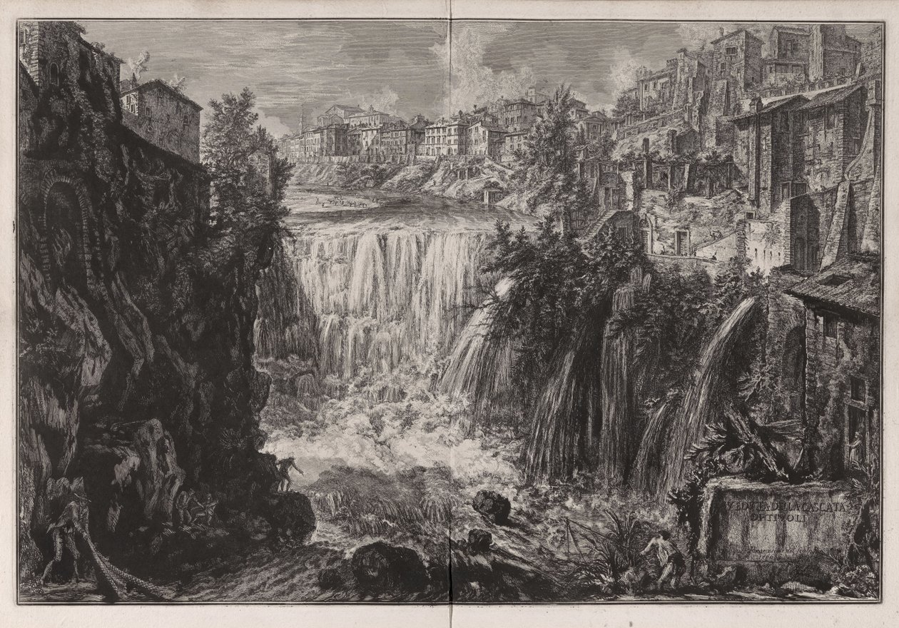 Ansicht des Wasserfalls von Tivoli, aus Ansichten von Rom von Giovanni Battista Piranesi