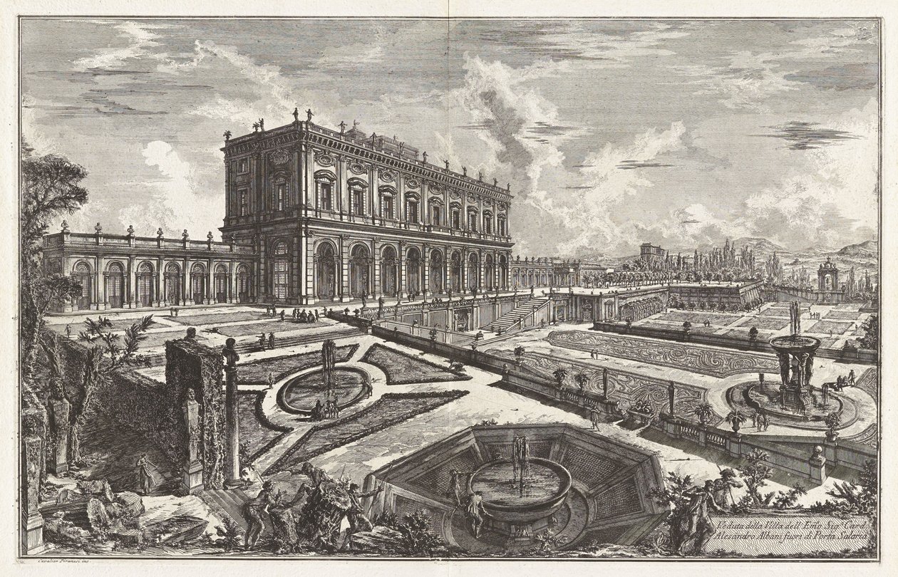 Ansicht der Villa von Kardinal Alessandro Albani, außerhalb der Porta Salaria, aus Vedute di Roma von Giovanni Battista Piranesi