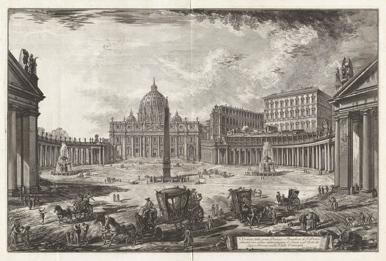 Ansicht des großen Platzes und der Basilika von Sankt Peter von Giovanni Battista Piranesi