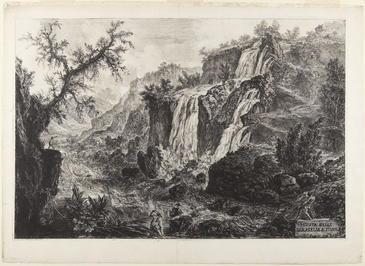 Veduta delle Cascatelle di Tivoli (Die kleinen Wasserfälle von Tivoli) von Giovanni Battista Piranesi