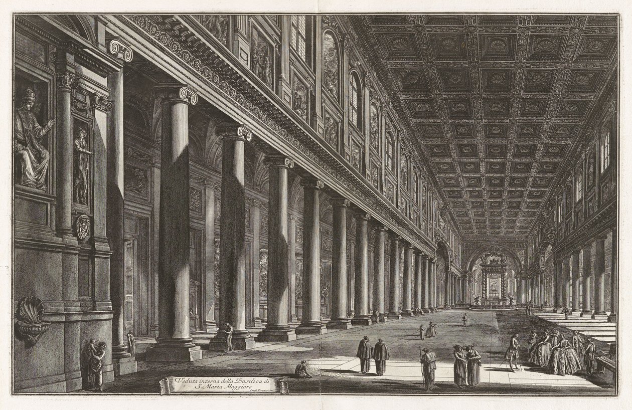 Innenansicht der Basilika Santa Maria Maggiore, aus „Ansichten von Rom“ von Giovanni Battista Piranesi