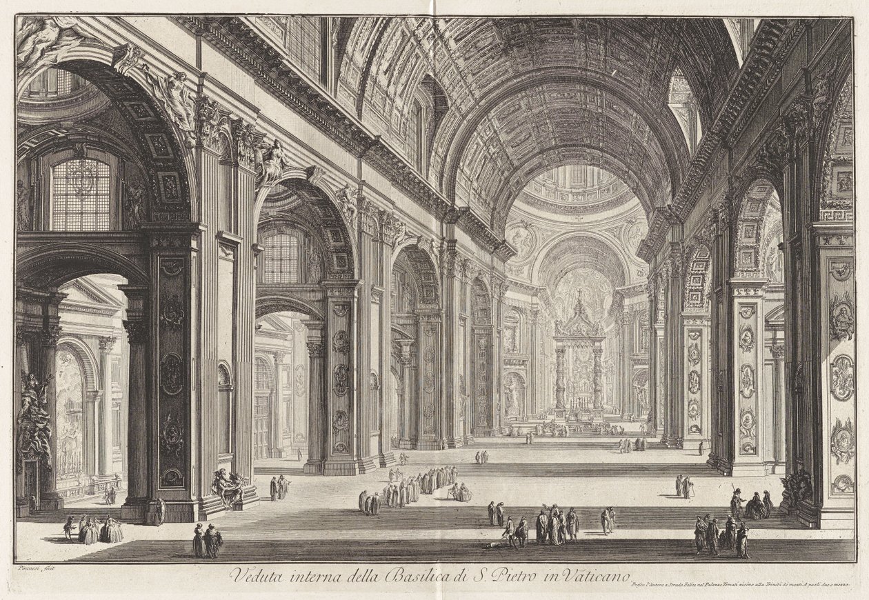 Innenansicht der Basilika von Sankt Peter im Vatikan, aus Vedute di Roma von Giovanni Battista Piranesi