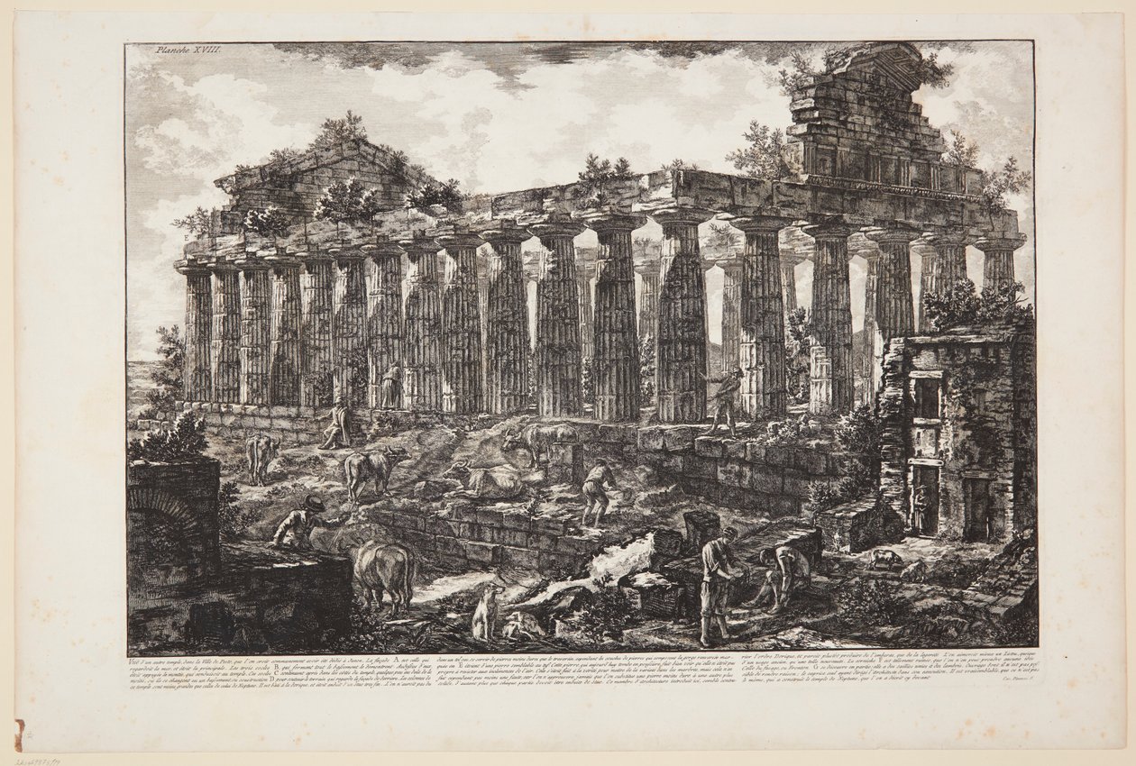 Ansicht eines weiteren Tempels in der Stadt Paestum, von dem allgemein angenommen wird, dass er Juno geweiht war [...] von Giovanni Battista Piranesi