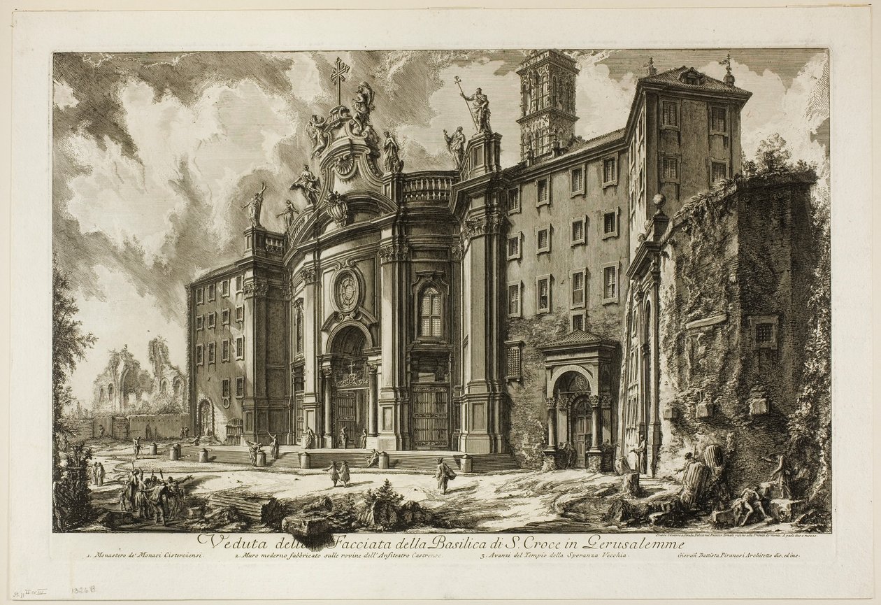 Ansicht der Fassade der Basilika S. Croce in Gerusalemme [Heiliges Kreuz in Jerusalem], aus Ansichten von Rom von Giovanni Battista Piranesi