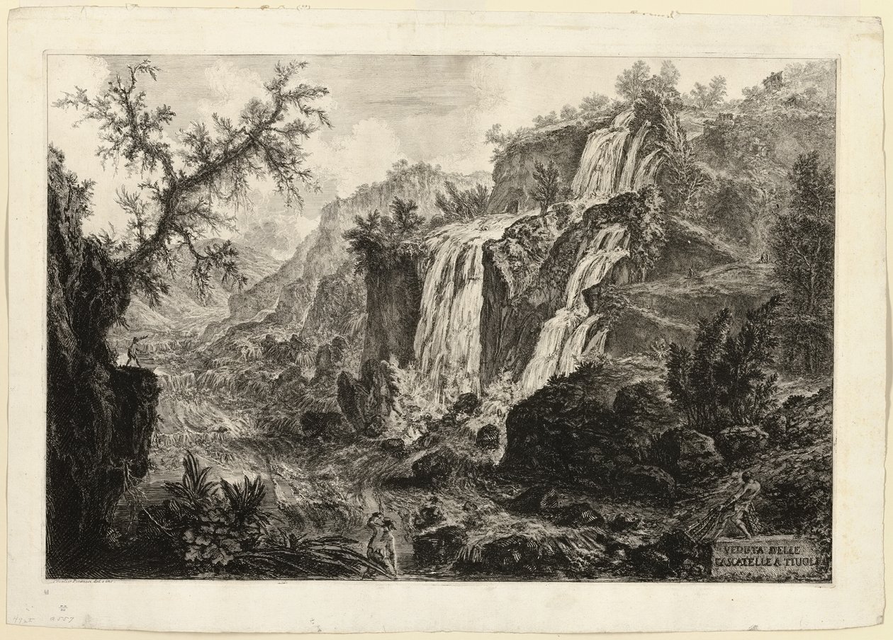 Ansicht des kleinen Wasserfalls und der Stromschnellen, Tivoli, aus Ansichten von Rom von Giovanni Battista Piranesi