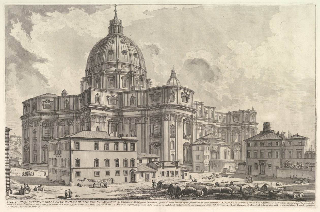 Ansicht des Äußeren des Petersdoms im Vatikan, aus Vedute di Roma, ca. 1748 von Giovanni Battista Piranesi