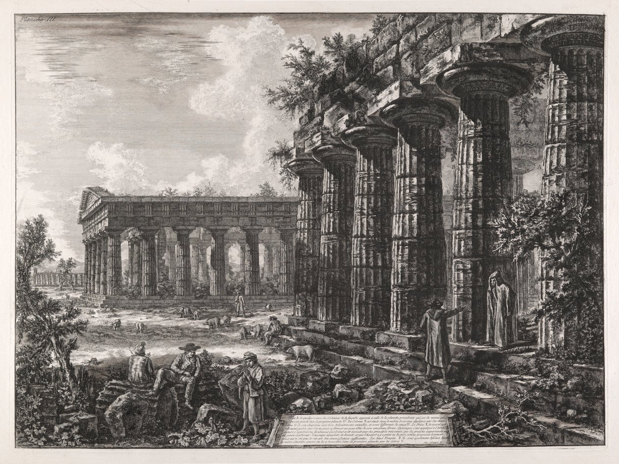 Ansicht einiger Säulen der gegenüberliegenden Fassade der vorherigen Platte von Giovanni Battista Piranesi