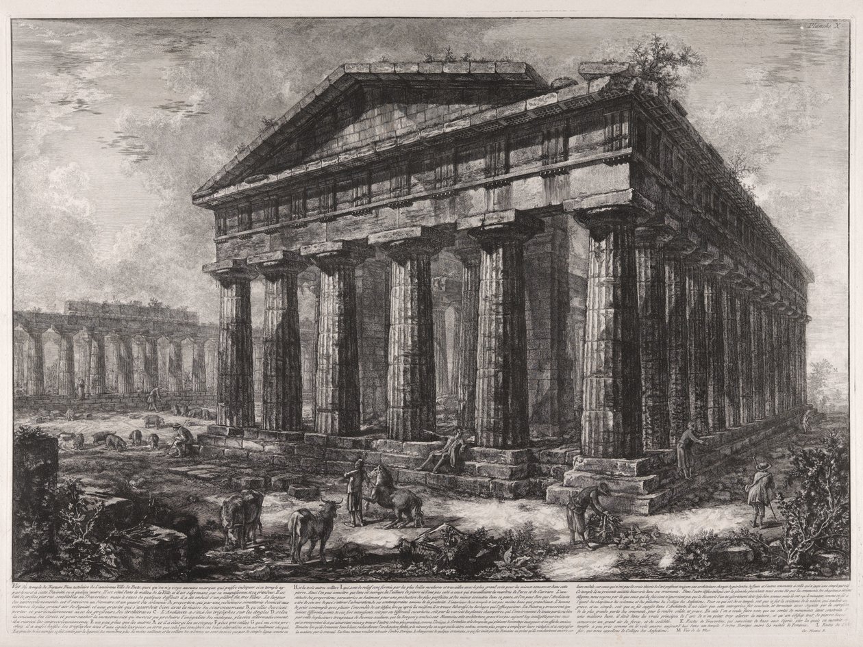 Ansicht des Tempels des Neptun, Schutzgott der alten Stadt Pesto von Giovanni Battista Piranesi