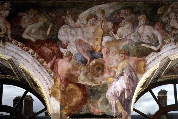 Parnassus, (Detail) von Giovanni Battista Rosso Fiorentino