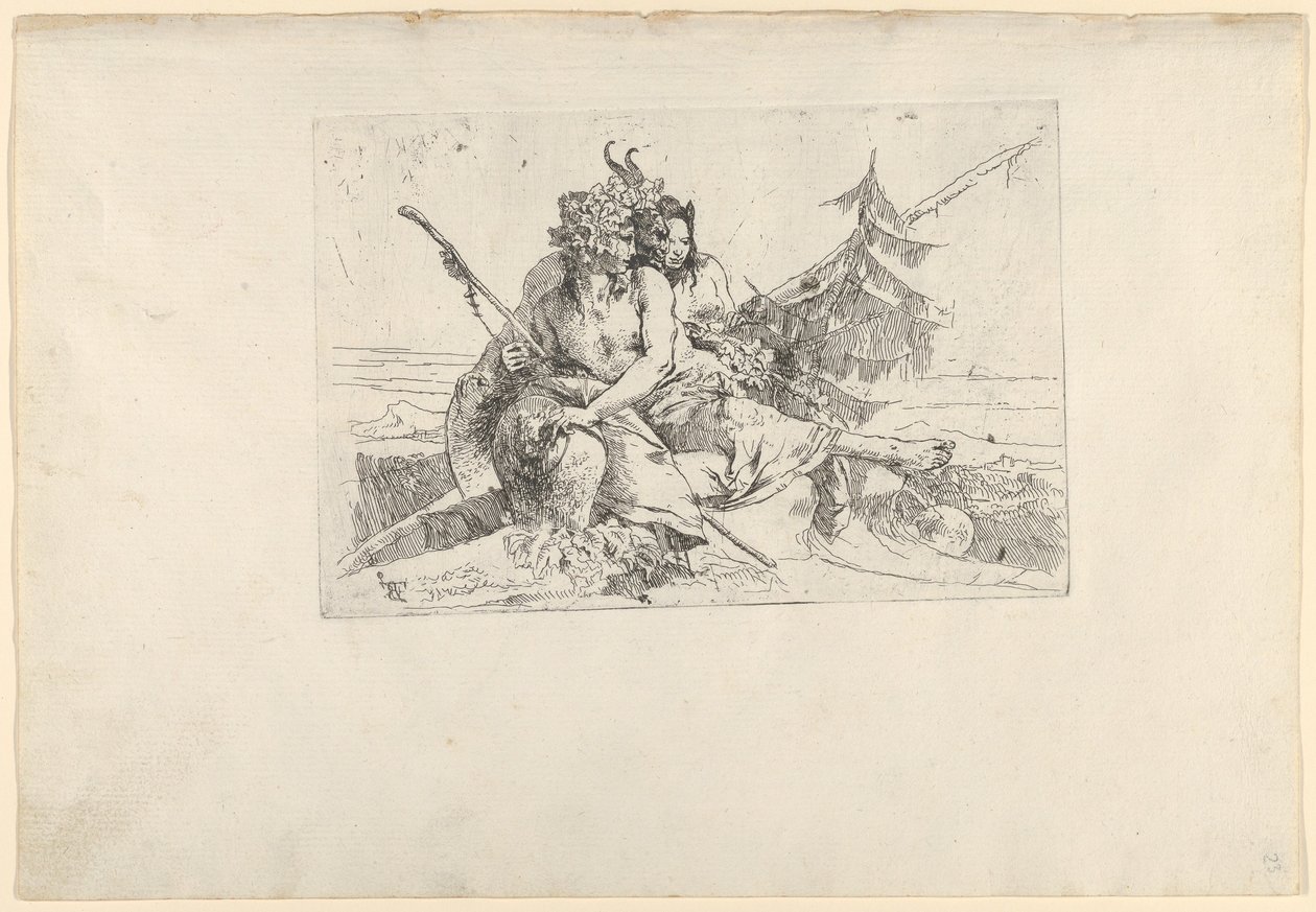 Bacchantin, Satyr und Faunin, aus den Scherzi, ca. 1740 von Giovanni Battista Tiepolo