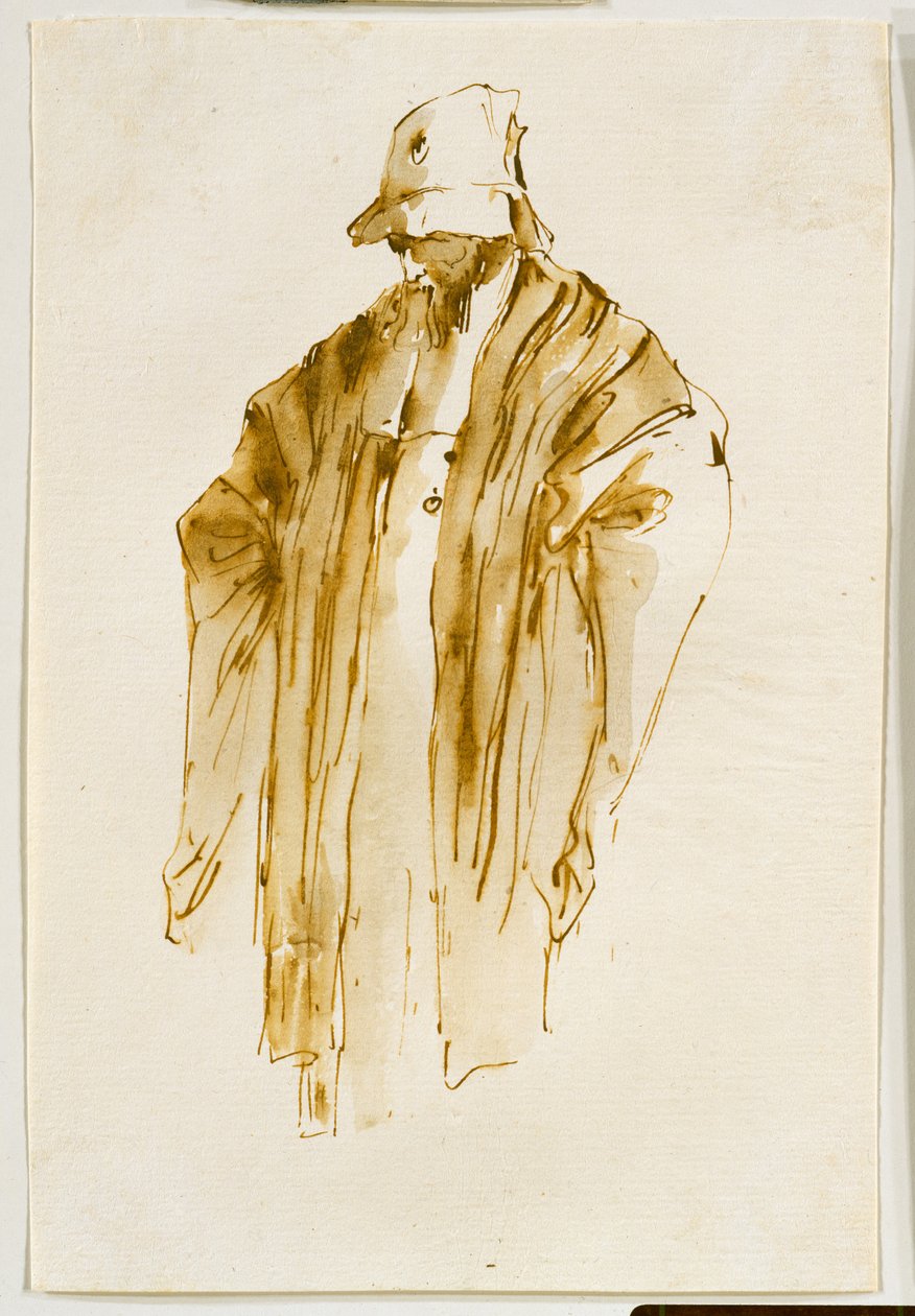 Bärtiger Mann, der nach links unten schaut von Giovanni Battista Tiepolo
