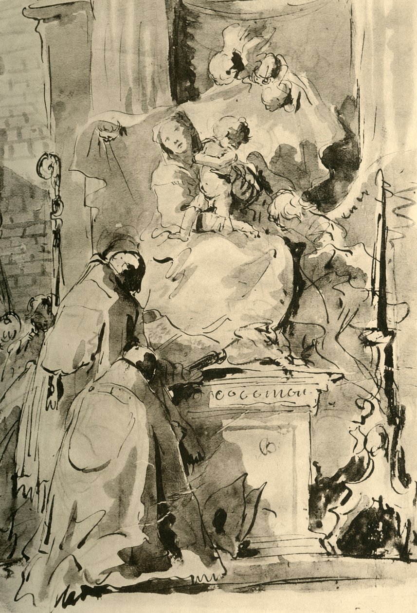 Madonna auf dem Thron und zwei Bischöfe, Mitte 18. Jahrhundert von Giovanni Battista Tiepolo