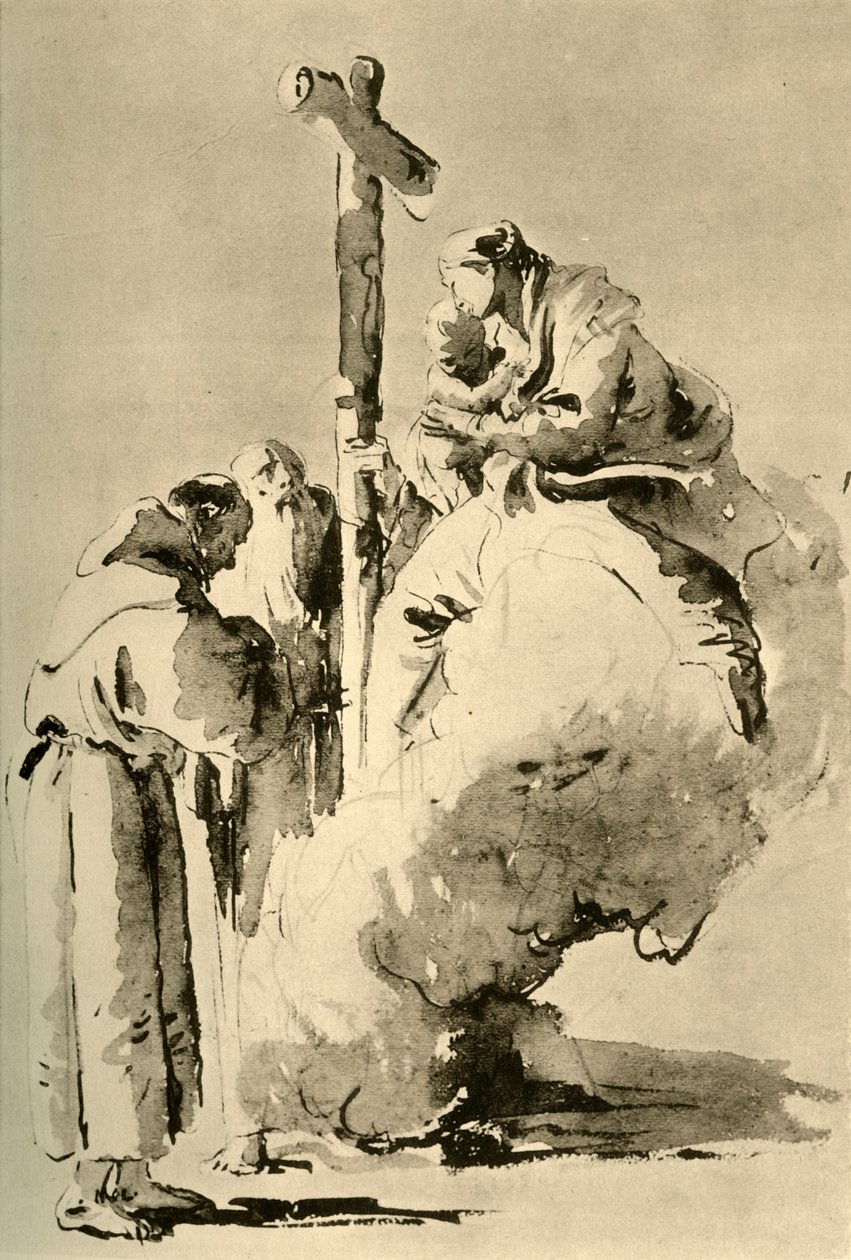 Madonna mit zwei heiligen Mönchen, Mitte 18. Jahrhundert, 1928 von Giovanni Battista Tiepolo