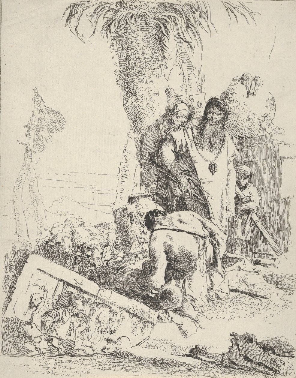 Hirte mit zwei Magiern, aus den Scherzi von Giovanni Battista Tiepolo