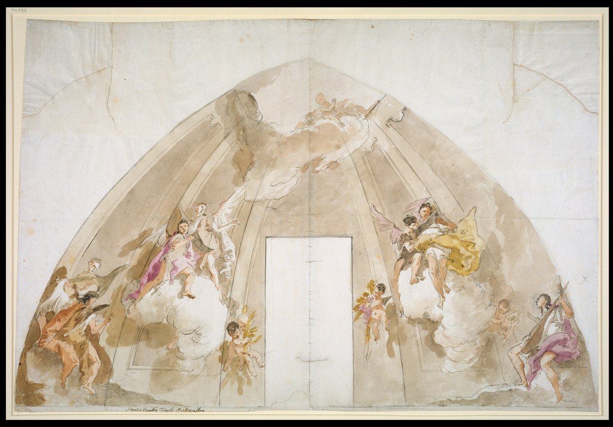 Singende und musizierende Engel: Vorzeichnung für die Decke der Kathedrale von Udine von Giovanni Battista Tiepolo
