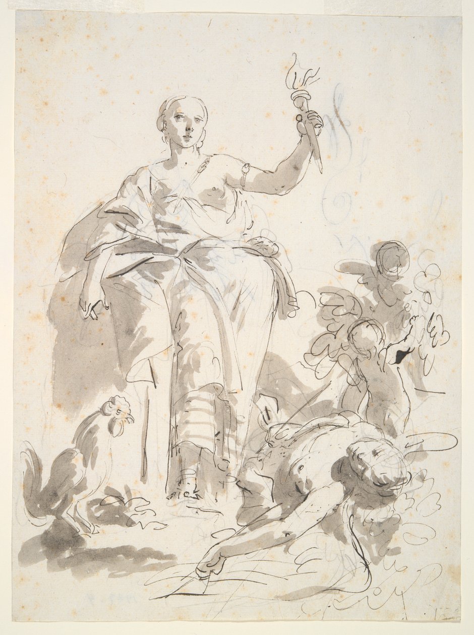 Studie für das Fresko Industrie triumphiert über Müßiggang, in der Villa Lochi al Biron von Giovanni Battista Tiepolo