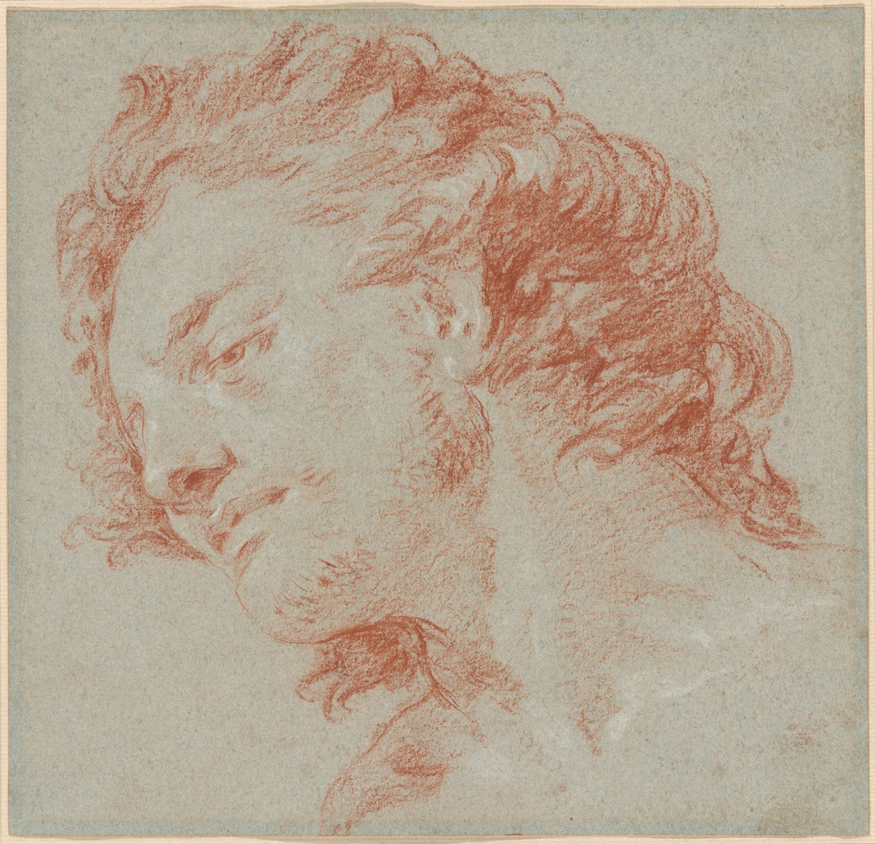 Der Kopf eines jungen Mannes im Profil nach links (recto); Studien von allegorischen Figuren (verso) von Giovanni Battista Tiepolo