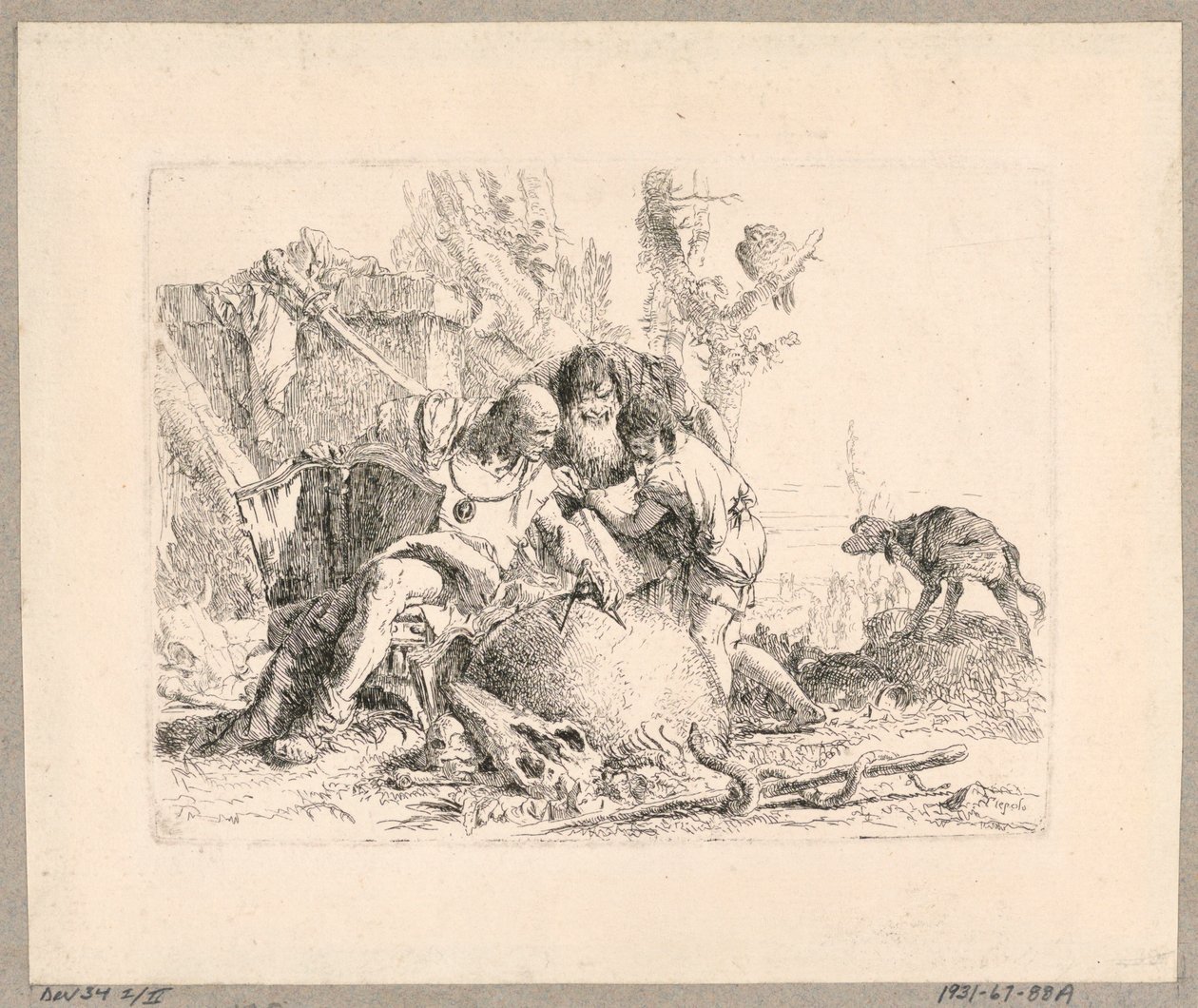 Zwei Philosophen und Junge, Platte 22 aus den Scherzi di Fantasia von Giovanni Battista Tiepolo