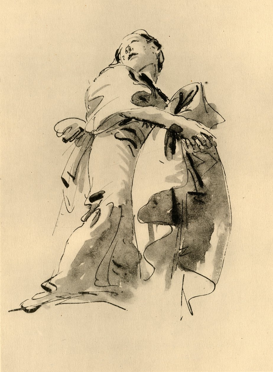 Frau, die sich nach rechts beugt, aber nach oben schaut von Giovanni Battista Tiepolo