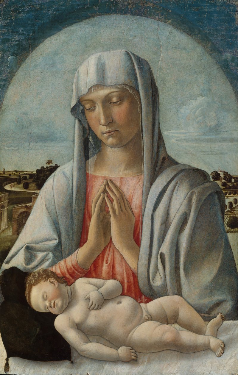 Madonna, das schlafende Kind anbetend von Giovanni Bellini