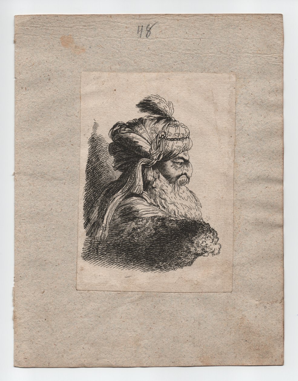 Türkischer Kopf mit Turban, ca. 1760 (Gravur) von Giovanni Benedetto (1609 64) (after) Castiglione